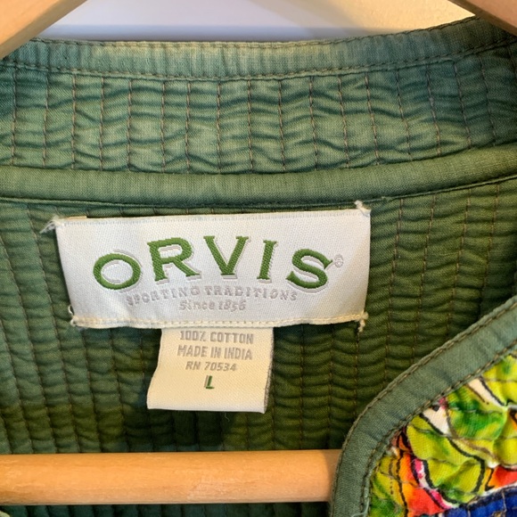 Orvis Quilted Reversible Jacket Women Size Large Indian Style Boho - Picture 2 of 8